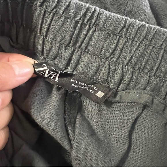 Zara Women’s Large Charcoal Classic Pullon Shorts Pockets Drawstring Casual - Picture 5 of 7